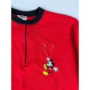 Disney Mickey Mouse Red Quarter Zip Sweatshirt Pullover Size Medium